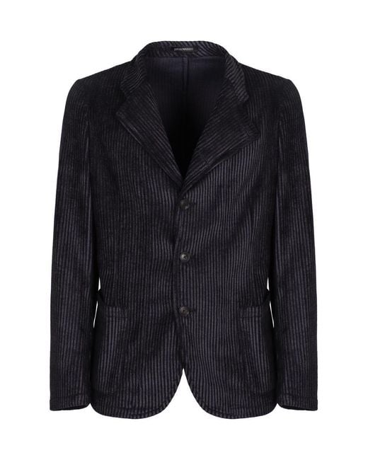 Emporio Armani Black Corduroy Blazer for men