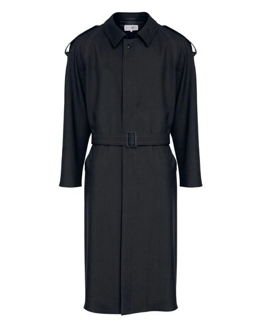 MM6 by Maison Martin Margiela Blue Wool Trench Coat for men
