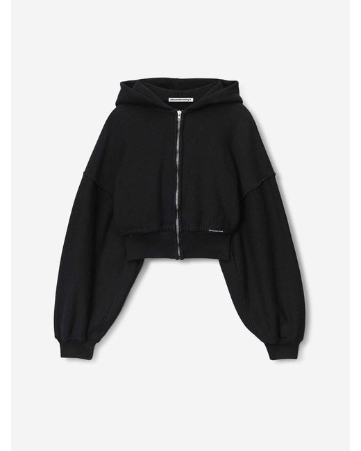 Alexander Wang Black Hooded Sweatshirt With Zipper