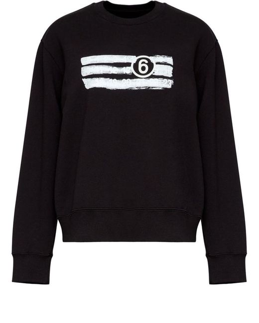 MM6 by Maison Margiela Black Printed Cotton Sweatshirt