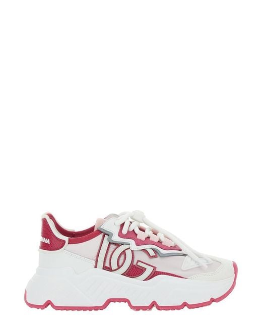 Dolce & Gabbana White 'daymaster' Sneaker With Logo In Leather Blend Woman