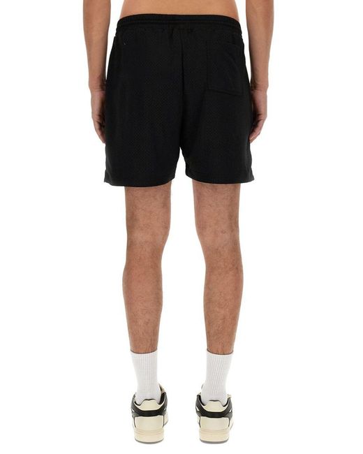 Represent Black Mesh Bermuda Shorts for men