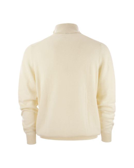 Fedeli Natural Favonio - Zip Turtleneck Sweater In Cashmere for men