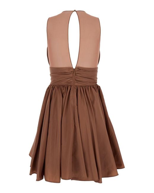 Pinko Brown Sleeveless Mini Dress With Pinces