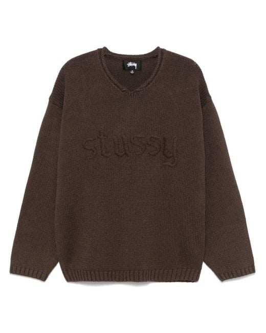 Stussy Linen Blend V-Necked Sweater in Brown for Men | Lyst UK Stussy Linen Blend V-Necked Sweater in Brown for Men | Lyst UK