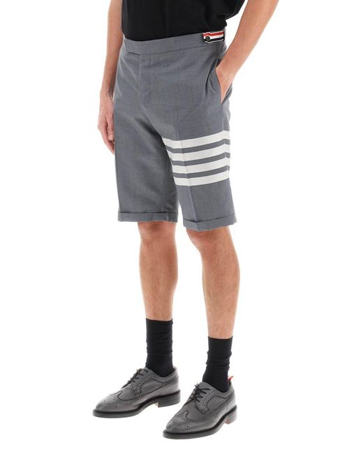 Thom Browne Gray 4 Bar Shorts In Light Wool for men