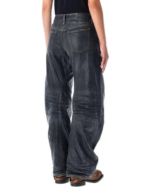 Acne Blue Black Coated Loose Jeans 2006f
