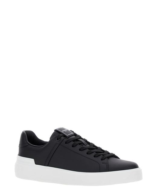 Balmain Black 'B-Court' Low Top Sneakers With Logo Patch for men