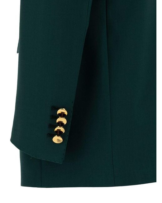 Tagliatore Green Jasmine Double-Breasted Jacket With Golden Buttons