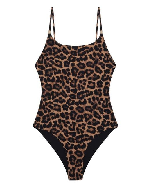 Anine Bing Brown Vesta Leopard-Print Bodysuit