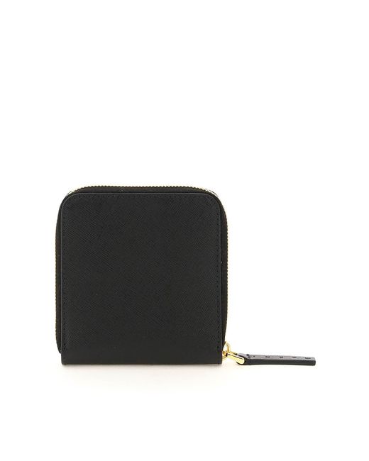 Squared Zip-around Leather Wallet