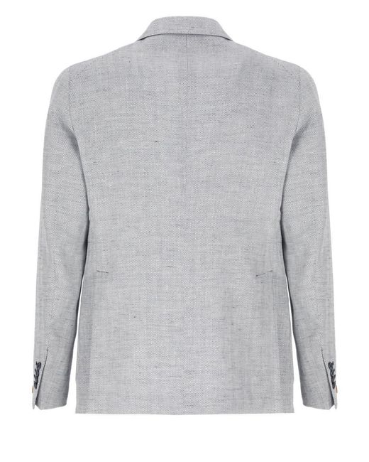 Tagliatore Gray Linen And Cotton Jacket for men