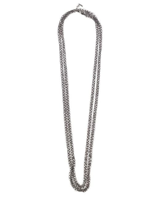 Brunello Cucinelli White 'precious Loops' Grey Necklace In Brass Woman
