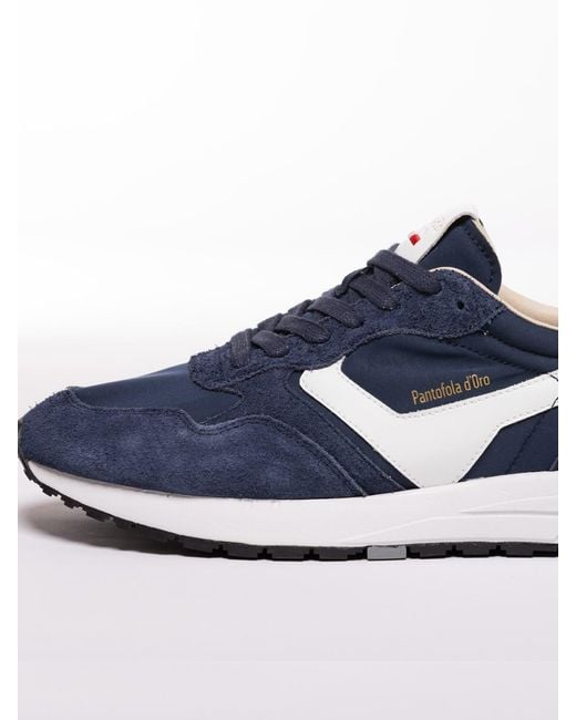 Pantofola D Oro Blue Sprinta Low Suede Nylon Calf Shoes for men