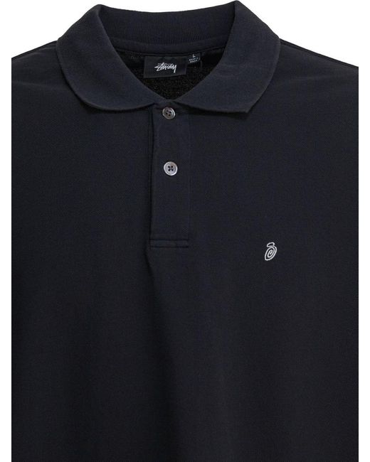 Stussy Classic Pique Polo in Black for Men | Lyst