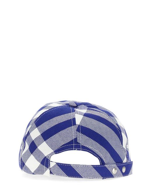 Burberry Purple Baseball Cap With Tartan Pattern