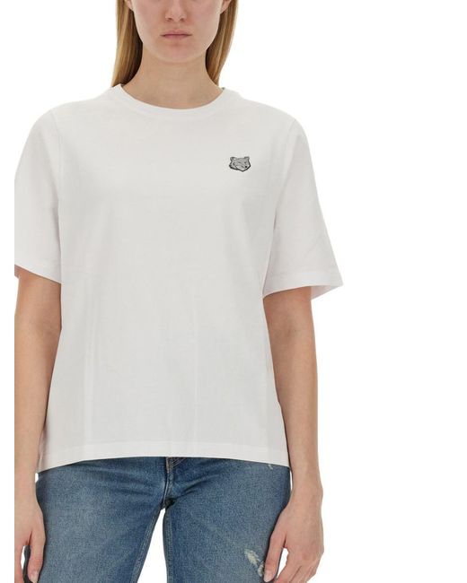 Maison Kitsuné White T-Shirt With Fox Patch