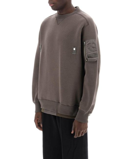 Sacai Gray Double Hem Sweatshirt for men