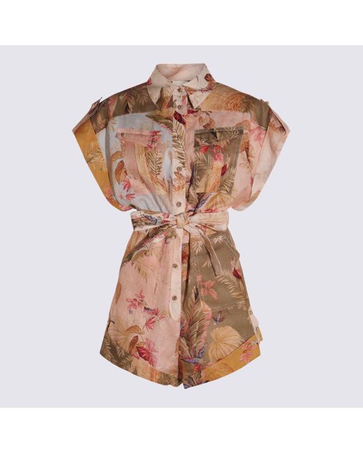 Zimmermann Brown Linen Jumpsuit