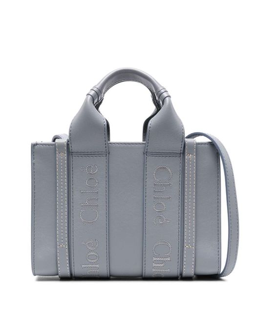 Chloé Gray Woody Leather Mini Tote