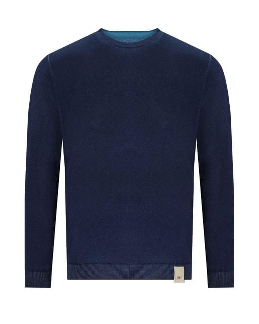 Bob Bart Blue Reversible Crewneck Pullover for men