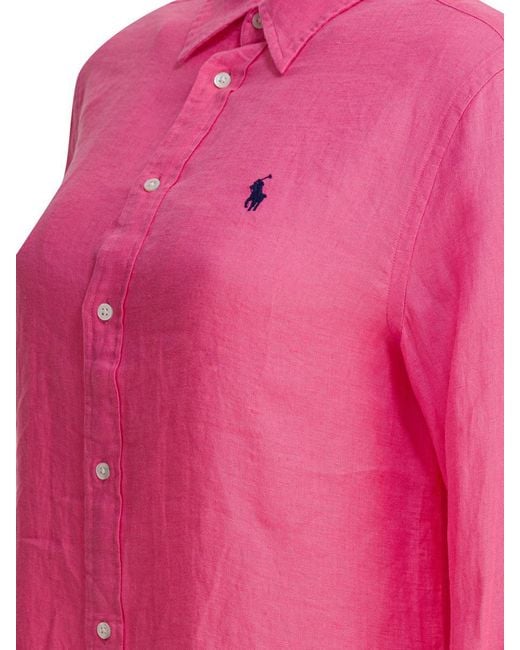 Polo Ralph Lauren Pink Classic-Fit Linen Shirt