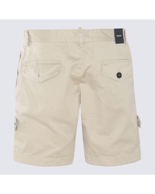 DSquared² Natural Beige And Red Cotton Blend Shorts for men
