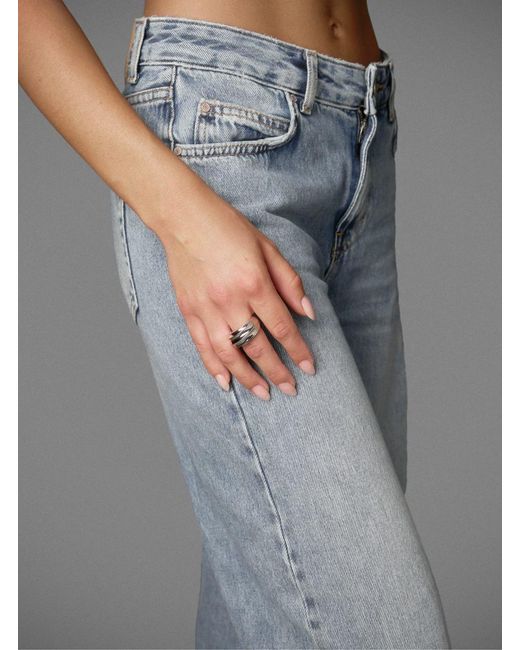 LAG World Gray 'Onda' Metallic Ring With Wave Silhouette And Open Rear