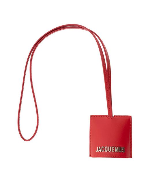 Jacquemus 'le Porte Cle Bagage' Red Key-chain With Logo Lettering In Smooth Leather Man for men