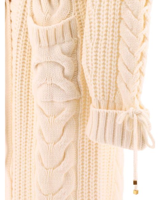 Blumarine Natural Cable Knit Coat