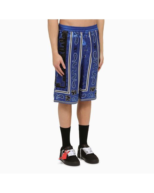 Off-White c/o Virgil Abloh Blue Off- Nautical Bermuda Shorts With Print for men