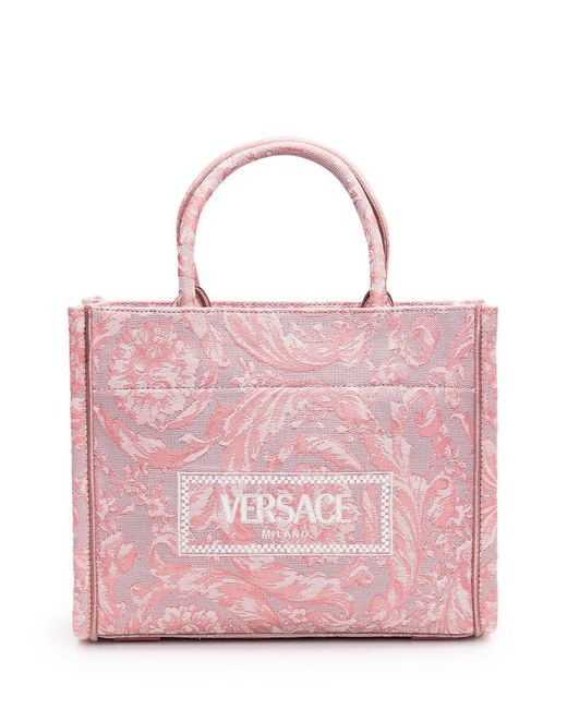 Versace Pink Athena Barocco Small Tote Bag