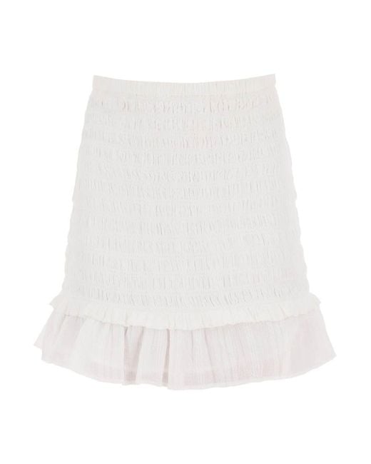 Isabel Marant White Isabel Marant Etoile Smocked Cotton Dorela Mini Skirt