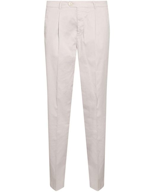 Brunello Cucinelli White Cotton Blend Trousers for men