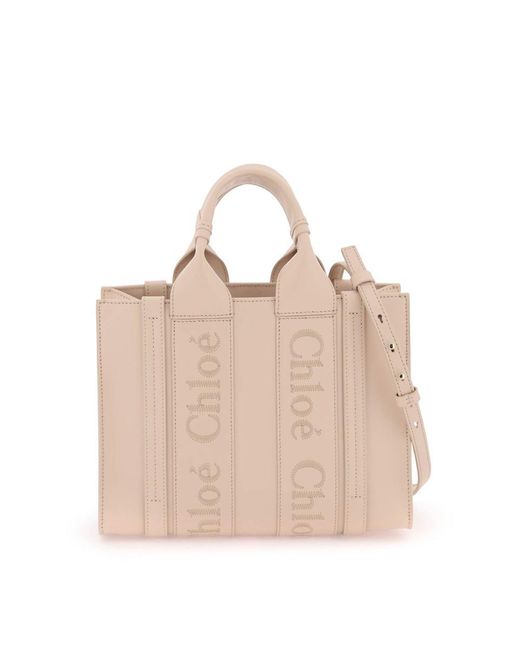 Chloé Natural Chloe' Woody Leather Tote Bag