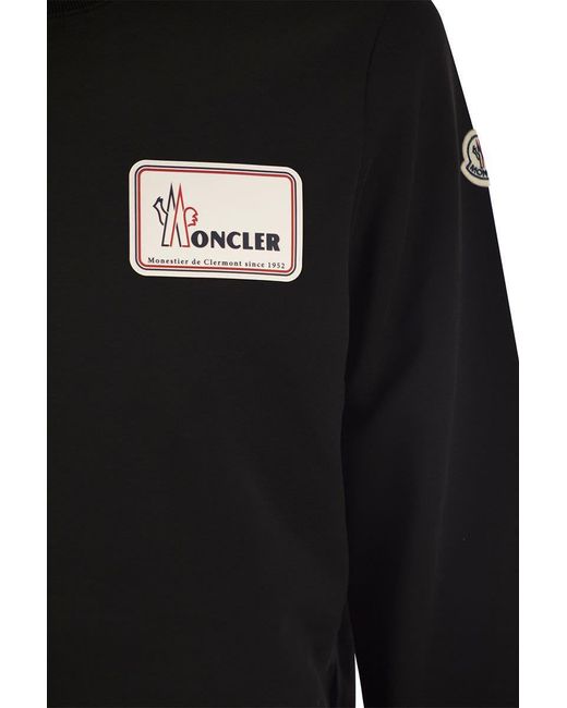 Moncler Black Logoed Crewneck Sweatshirt for men