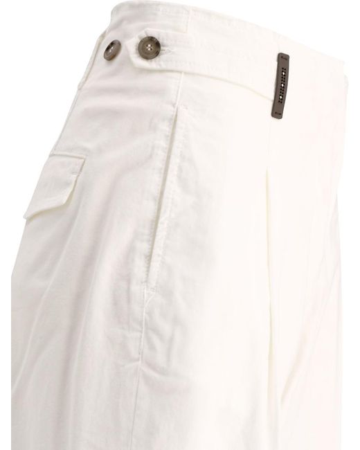 Peserico White Trousers With Fringed Details