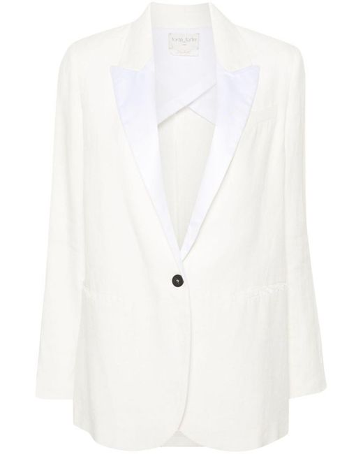 Forte Forte White Linen Tuxedo Jacket