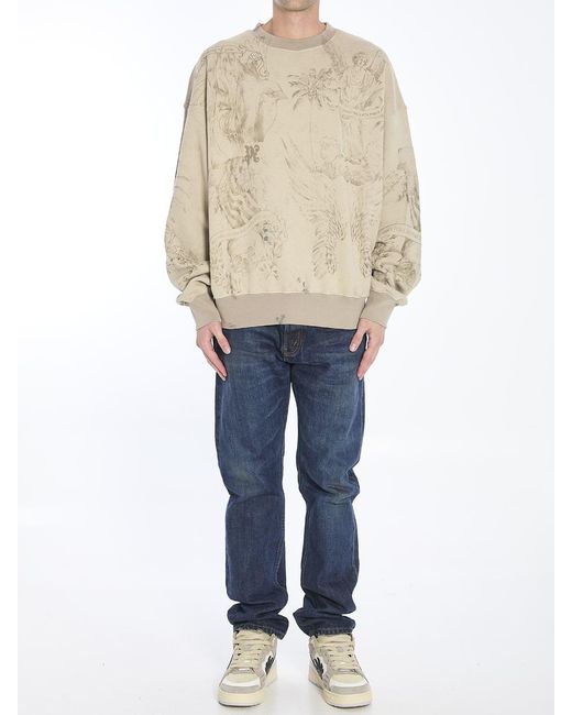 Palm Angels Natural Pencil All Over Sweatshirt for men