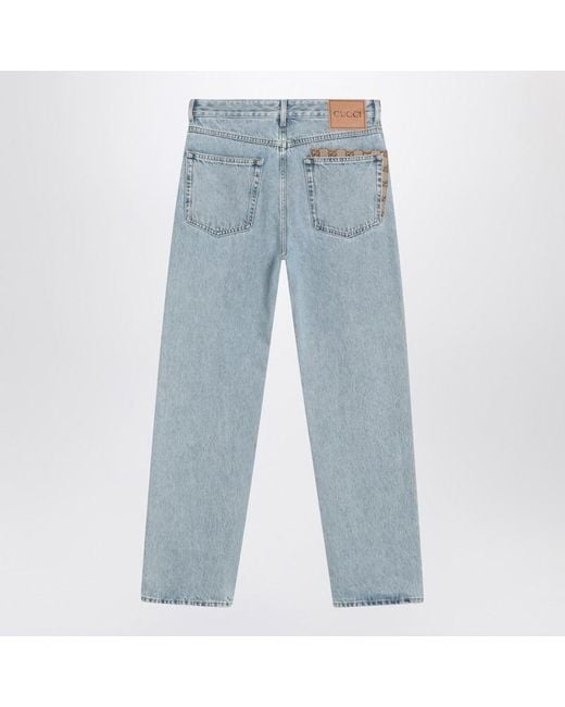 Gucci Blue Sky Jeans With Gg Insert for men