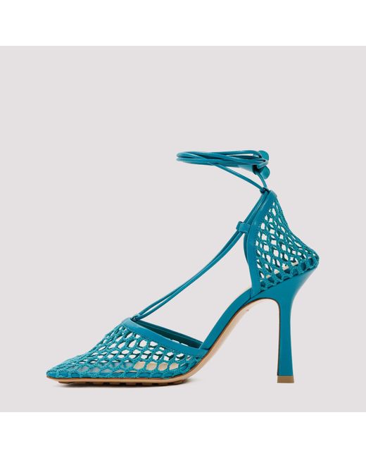 Bottega Veneta Leather Stretch Sandals In Blue Save 2 Lyst