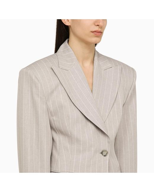 ANDAMANE Gray Pearl Pinstripe Single-breasted Jacket Ottavia