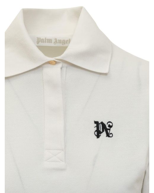 Palm Angels White Polo Shirt With Logo