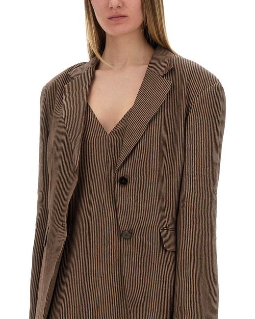 Alysi Brown "Micro Stripes" Blazer