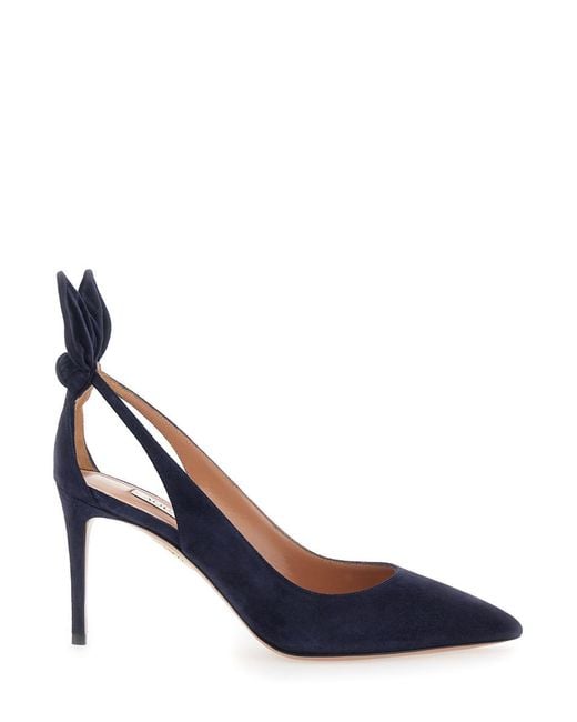 Aquazzura Blue Slingback Pumps With Bow Detail
