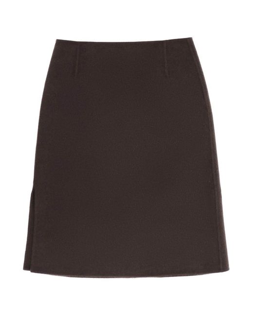 Totême  Brown Pencil Skirt In Double Wool