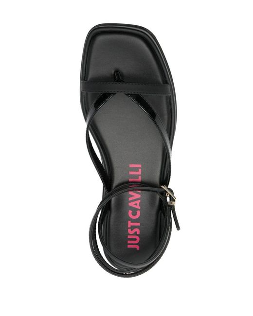 Just Cavalli Black Logo-charm Platform Sandals