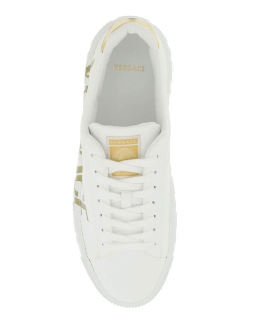 Versace White 'Greca' Sneakers With Logo for men