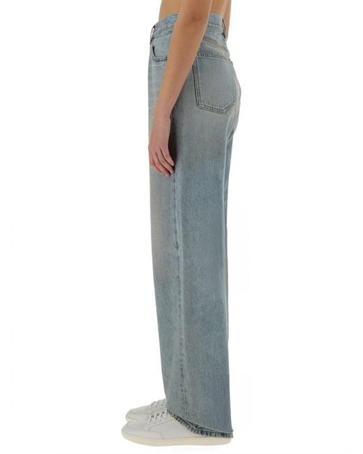 Saint Laurent Blue Baggy Long V-waist Jeans