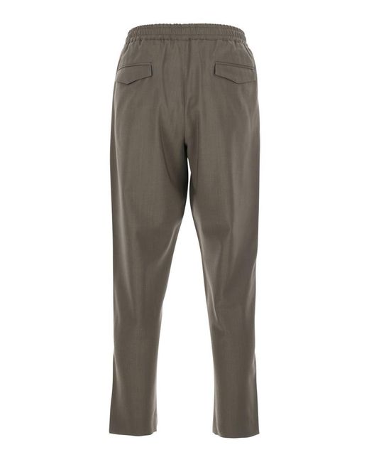Low Brand Gray Pants With Elastic Waist And Patch Pockets On The Back for men